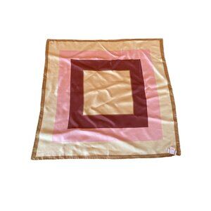 St. John 100% Silk Square Scarf Pink Brown Geometric Quiet Luxury Classic